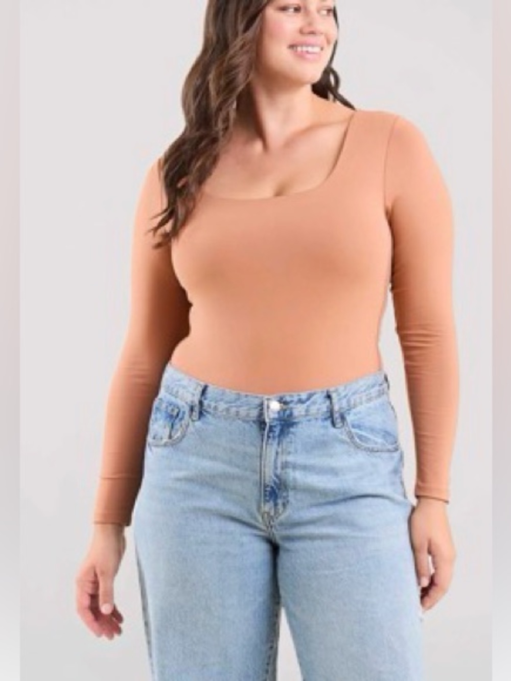 Nuuds Long Sleeve Wide Square Neck Bodysuit - Size M - NEW IN BAG
